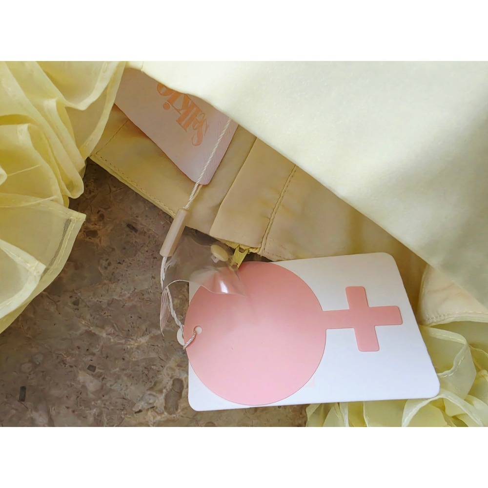 NEW Selkie The Twinkie Paris Yellow Ruffle Puff Sleeve Fairycore Mini Dress M - Picture 4 of 14